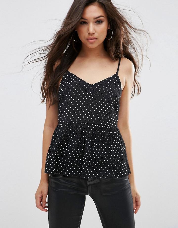 Asos Soft Gathered Pretty Cami Top In Spot Print - Multi