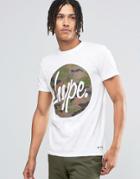 Hype T-shirt With Camo Script Logo - White