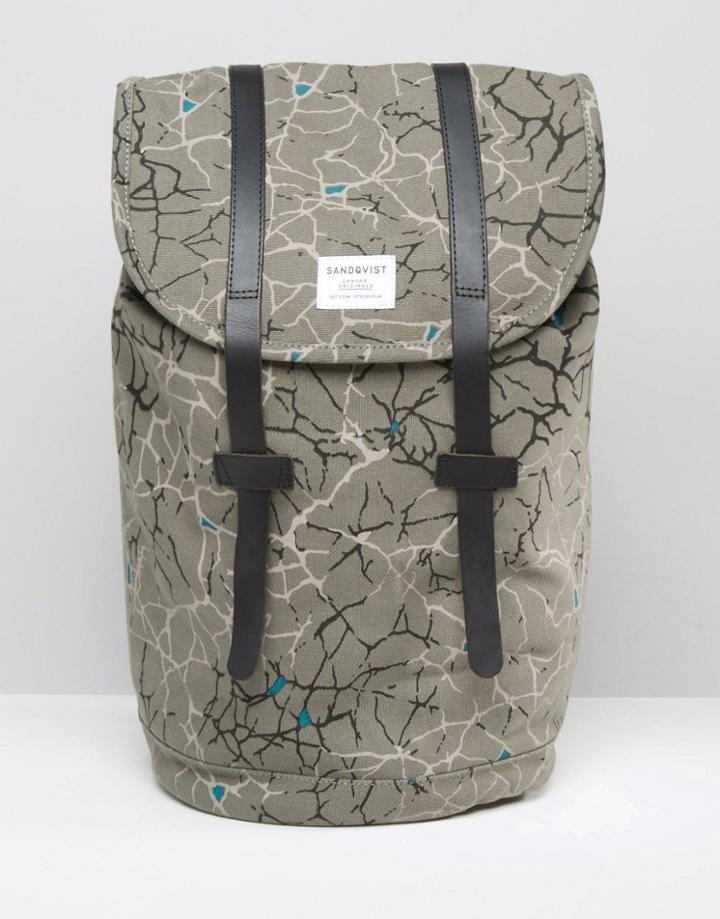Sandqvist Stig Backpack With Print - Gray