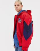 Collusion Padded Bomber Jacket With Back Print - Blue