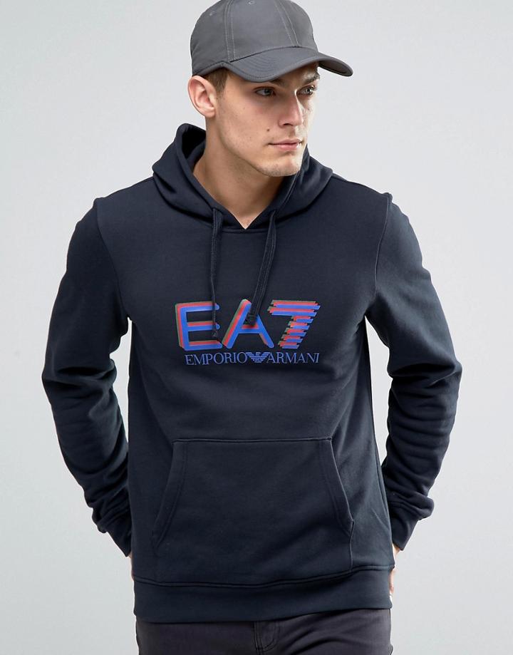 Emporio Armani Ea7 Hoodie With Shadow Logo In Navy - Navy