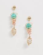 Asos Design Earrings In Swirl Design With Trapped Pearls In Gold Tone - Gold
