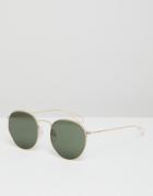 Weekday Explore Metal Round Sunglasses In Gold - Gold