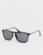 Jack & Jones Squared Sunglasses In Mirrored Lens - Black
