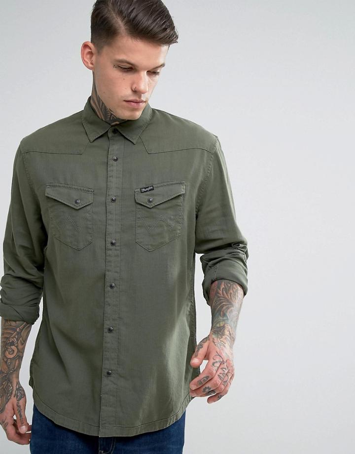 Wrangler Plain Western Shirt - Green
