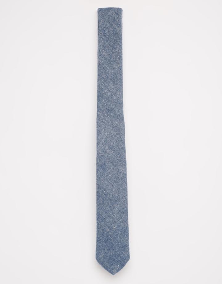 Asos Textured Tie In Blue - Blue