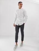 French Connection Plain Grandad Collar Slim Fit Shirt-white
