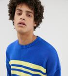 Collusion Relaxed Fit Stripe Sweater In Blue - Blue
