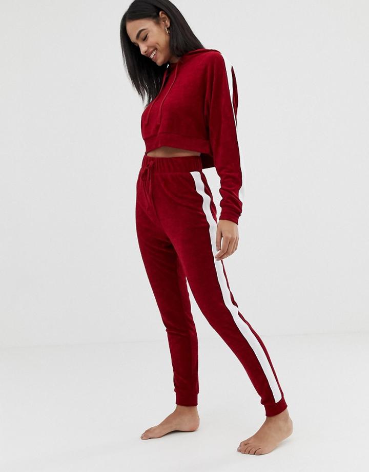 Asos Design Lounge Sporty Side Stripe Jogger - Red