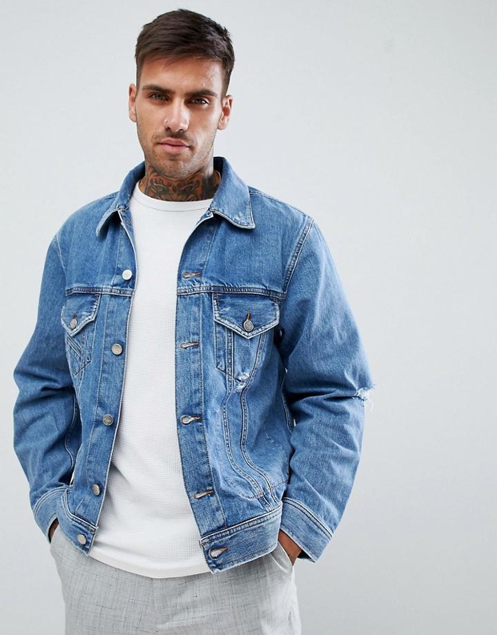 Diesel D-robyn Distressed Denim Jacket - Blue