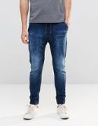 Dead Vintage Jogger Jeans With Two Zips And One Pockets - Blue