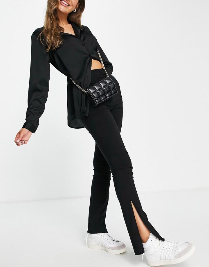 Topshop Skinny Zip Hem Pant In Black