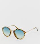 South Beach Exclusive Tortoiseshell Sunglasses With Blue Lens - Brown