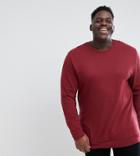 Asos Design Plus Longline Sweatshirt In Burgundy - Red