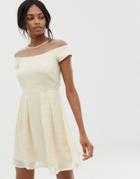 Little Mistress Bardot Midi Dress - Cream