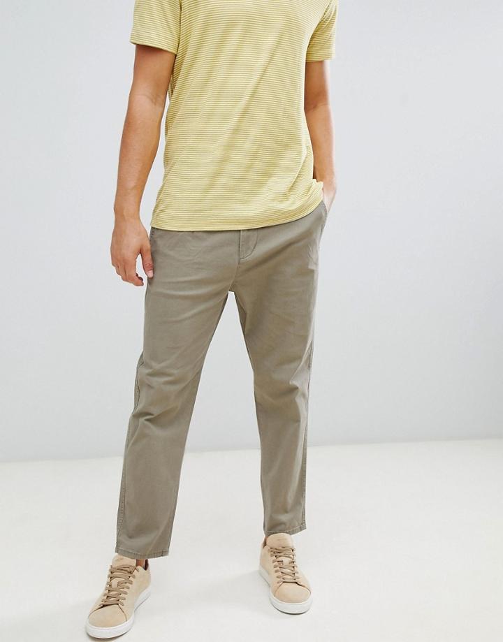 Only & Sons Tapered Fit Chino With Pleat Details - Green