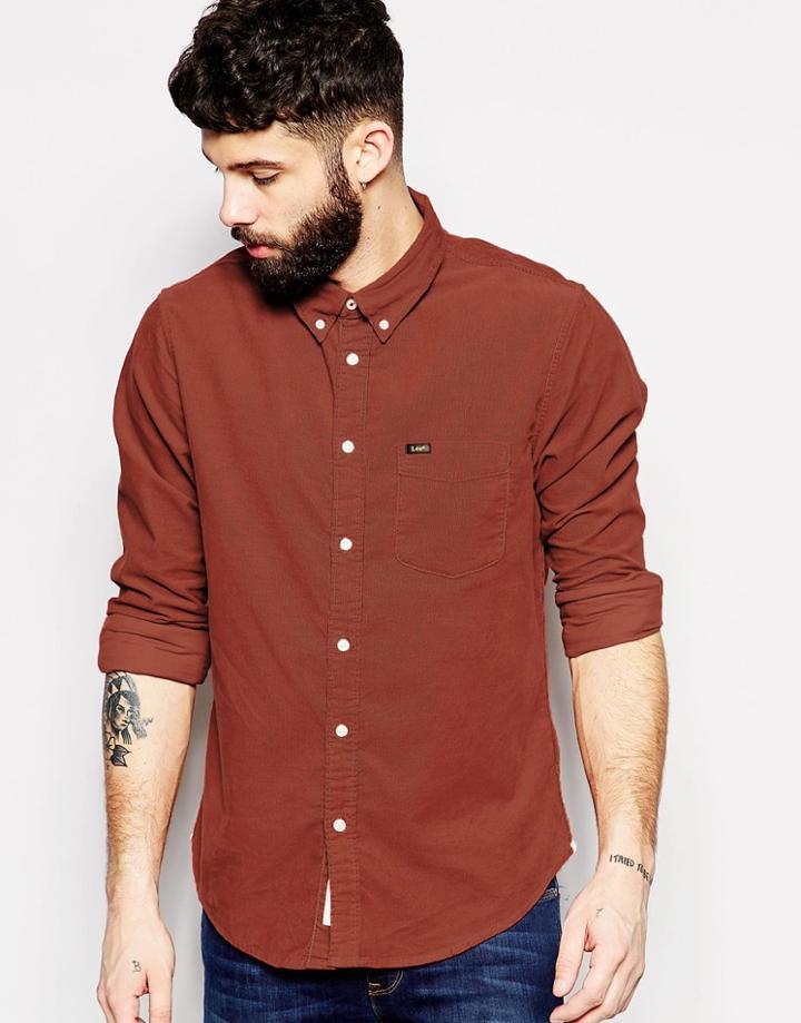 Lee Shirt Button Down Cord Burnt Henna - Burnt Henna
