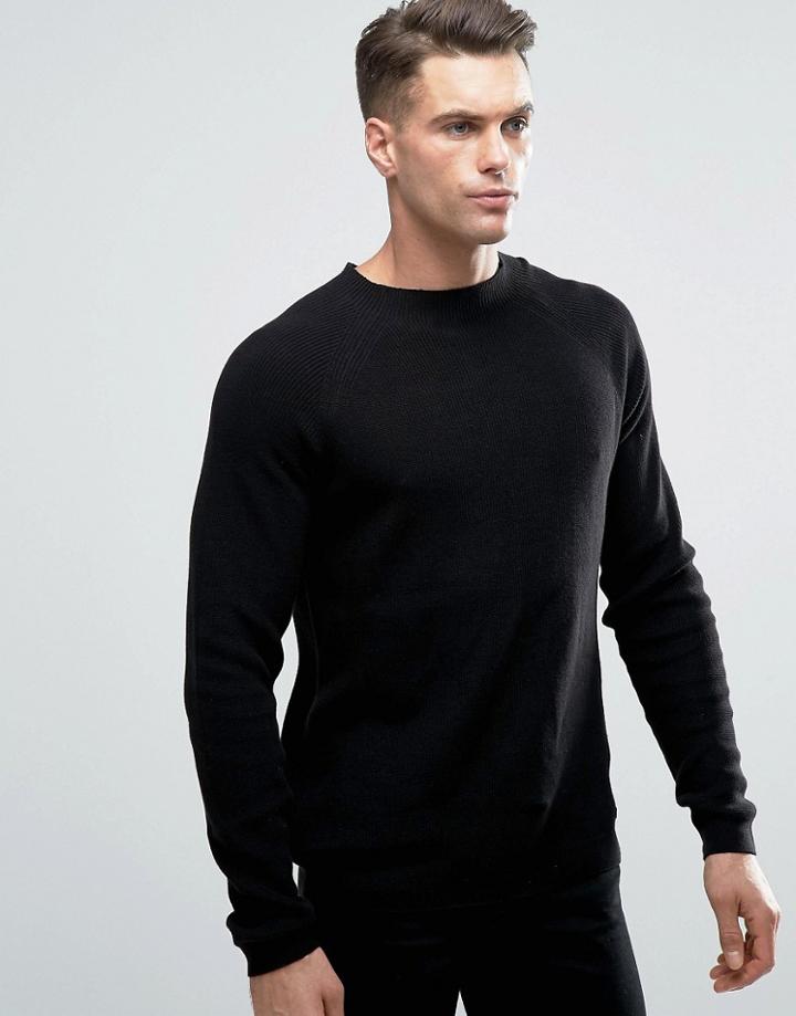Threadbare Turtleneck Knit Sweater - Black
