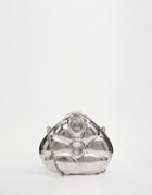 From St Xavier Silver Clutch Bag With Floral Tear Drop Embossing - Silver