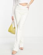 The Couture Club Leather Look Cut Out Waist Pants In Ecru-neutral