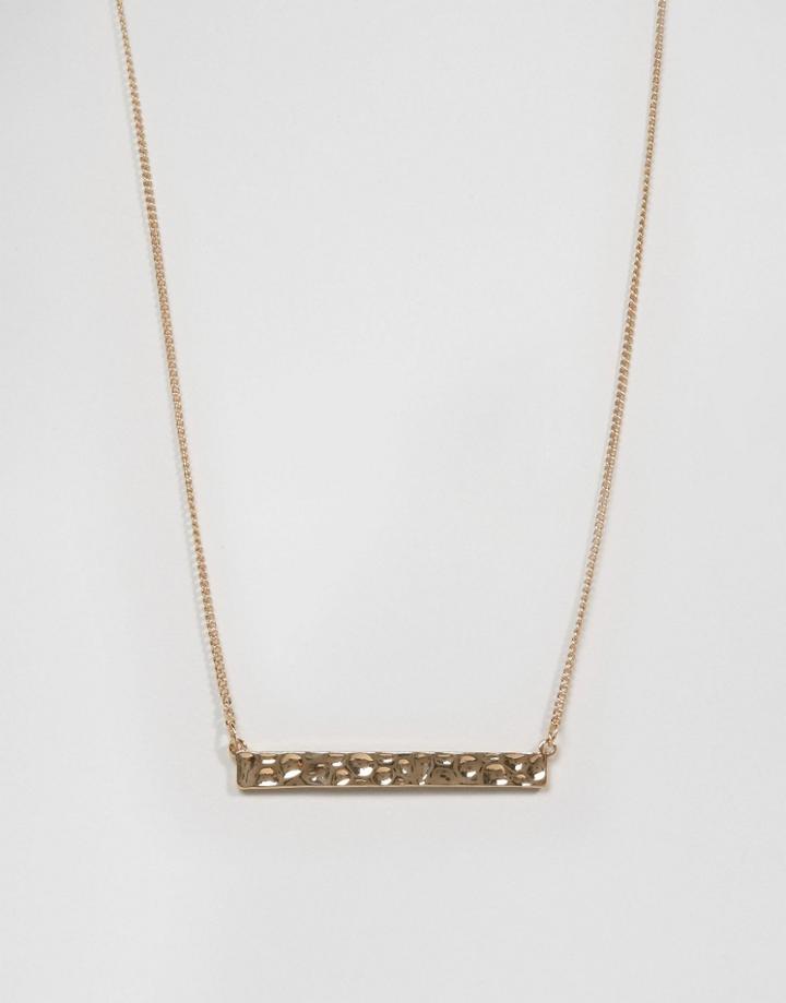 Nylon Etched Bar Necklace - Gold