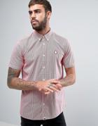 Pretty Green Glendale Gingham Shirt Short Sleeve Regular Fit In Red - Red