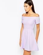Ax Paris Off Shoulder Skater Dress - Lilac