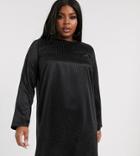 Asos Design Curve Mini Shift Dress In Stud Embellishment-black