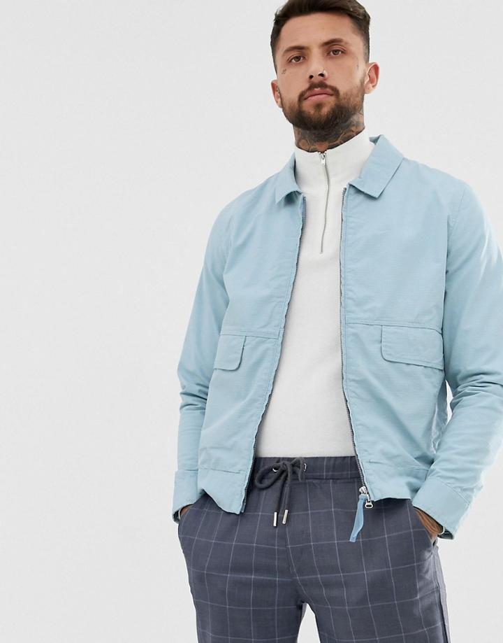 Asos Design Harrington Jacket In Washed Blue - Blue