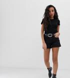 Noisy May Petite Roll Hem Short In Black - Black