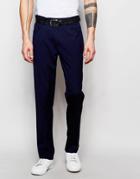 Asos Slim Smart Pants With 5 Pockets In Navy - Navy