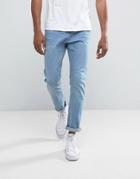 Bershka Slim Jeans In Light Wash - Blue