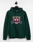 Gant Hoodie With Large Shield Logo In Green