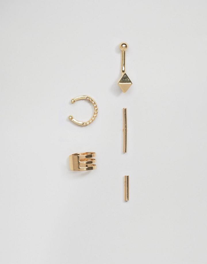 Asos Singles Stud & Cuff Earring Pack - Gold
