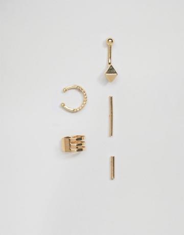 Asos Singles Stud & Cuff Earring Pack - Gold
