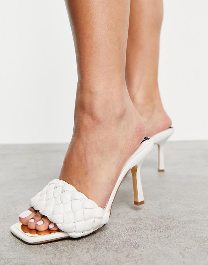 River Island Padded Woven Heeled Sandal In White