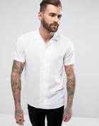 Asos Regular Fit Viscose Shirt With Revere Collar In White - White
