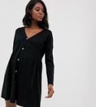 Asos Design Maternity Smock Side Button Through Dress-black