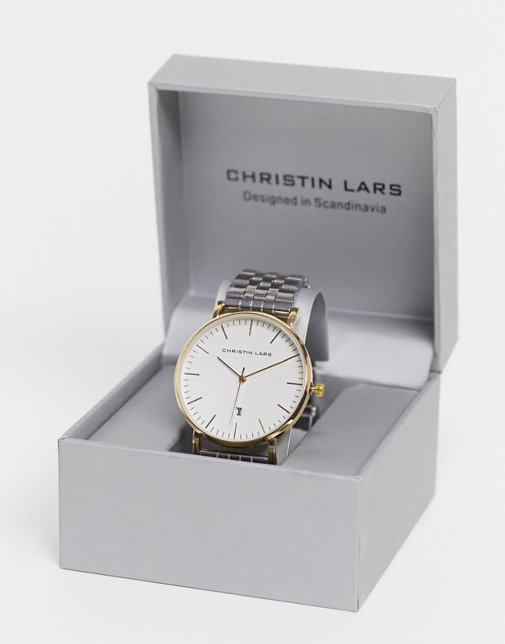Christin Lars Stainless Steel Bracelet Watch With Date Function-silver
