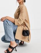 Truffle Collection Micro Mini Croc Bucket Cross Body Bag In Black