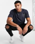 Only & Sons Oversized T-shirt With Outline Hand Print In Navy