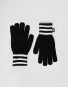 Adidas Originals Knitted Gloves With Three Stripe Trim - Black