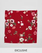 Reclaimed Vintage Inspired Pocket Square In Floral Print - Red