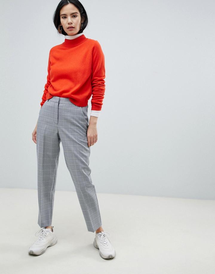 Asos Design Ultimate Slim Cigarette Pants In Blue & White Check - Multi