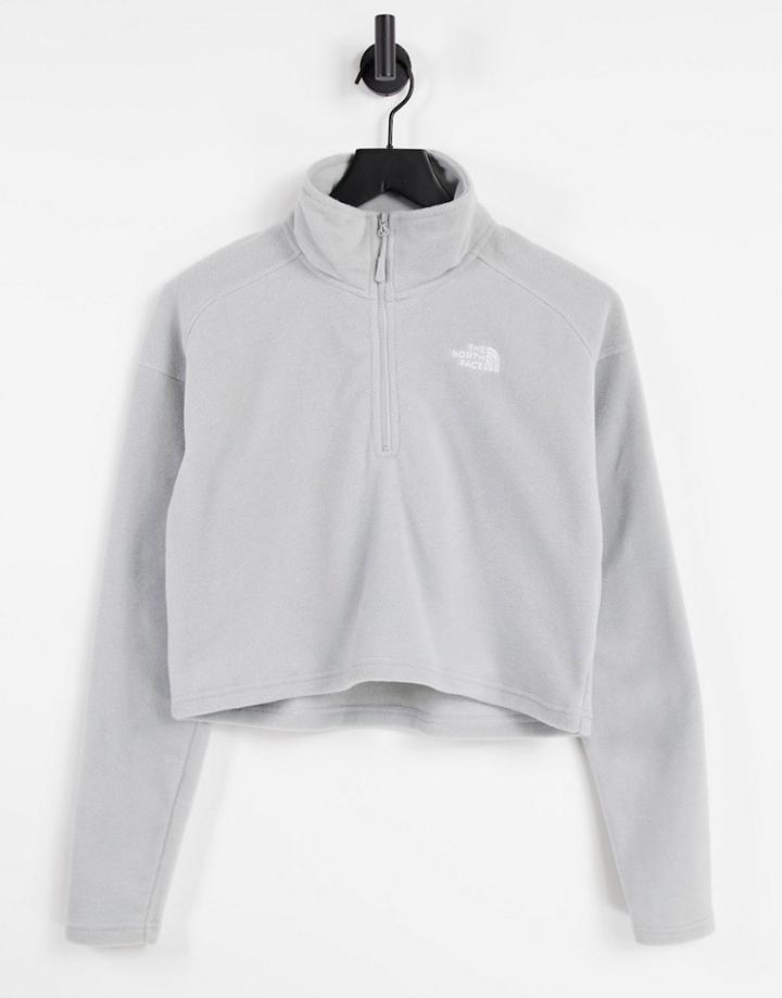 The North Face 100 Glacier 1/4 Zip Cropped Fleece In Gray-grey