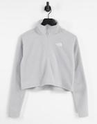 The North Face 100 Glacier 1/4 Zip Cropped Fleece In Gray-grey