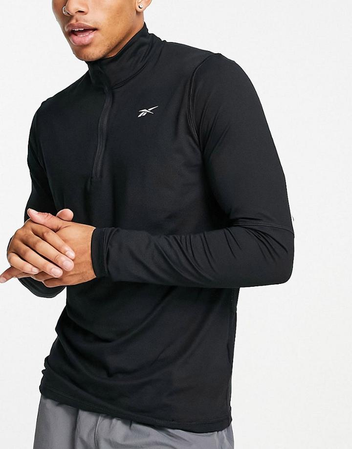 Reebok Running Essentials Quarter Zip Top In Black
