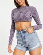 Topshop A Line Mom Recycled Cotton Blend Shorts With Super Rip In Mid Blue