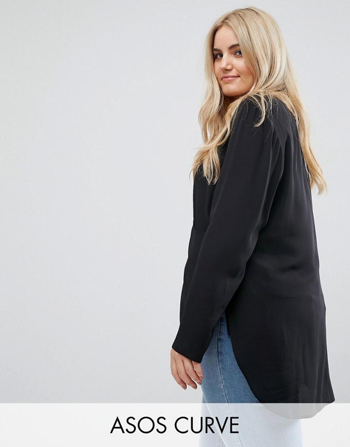 Asos Curve Clean Wrap Dip Back Top - White