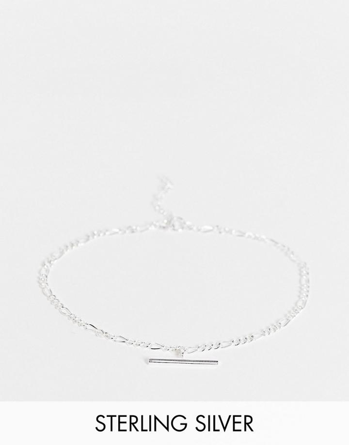 Asos Design Sterling Silver Chain Bracelet With T-bar